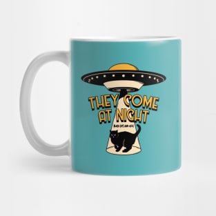 Aliens and Black Cat in blue Mug